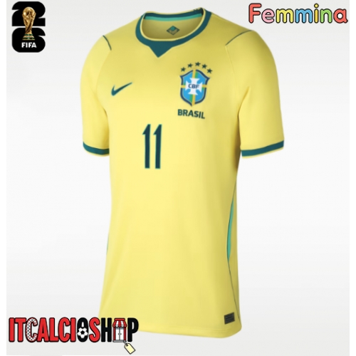 Brasile Raphinha Belloli #11 Prima Maglia Femmina Mondiali 2026 Manica Corta